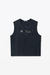 Alexander Wang black black laser-cut logo muscle shirt