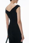 Alexander Wang black ruched wide v-neck maxi dress