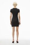 Alexander Wang washed black short sleeve loungewear dress in ribbed cotton