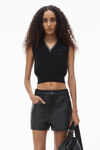 Alexander Wang black logo-knit vest with leather tubular trim