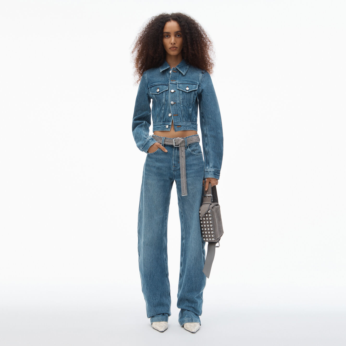 Alexander Wang Denim Trucker Jacket In Vintage Medium Indigo