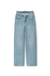 alexander wang denim-jeans mit v-front und logoschild vintage faded indigo