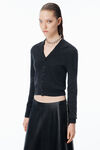 Alexander Wang charcoal cardigan mit durchgehender knopfleiste aus wolle