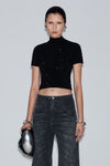 Alexander Wang black crystal hotfix mock neck top