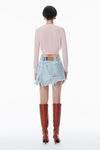 Alexander Wang light pink logo cropped cardigan in superfine merino