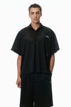 Alexander Wang black unisex athletic mesh logo polo