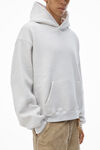 Alexander Wang vintage heather grey felpa con cappuccio in pile a maglia stretta