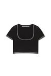 alexander wang 密织尼龙徽标水晶饰边 t 恤 black