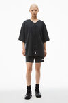 Alexander Wang washed black oversize-baseballhemd aus baumwolljersey