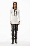 alexander wang 雪尼尔粘胶纤维徽标饰边迷你半身裙 white/black