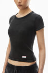 Alexander Wang washed black short-sleeve tee in ribbed cotton