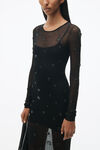 Crew Neck Dress With Engineered Trapped Gems