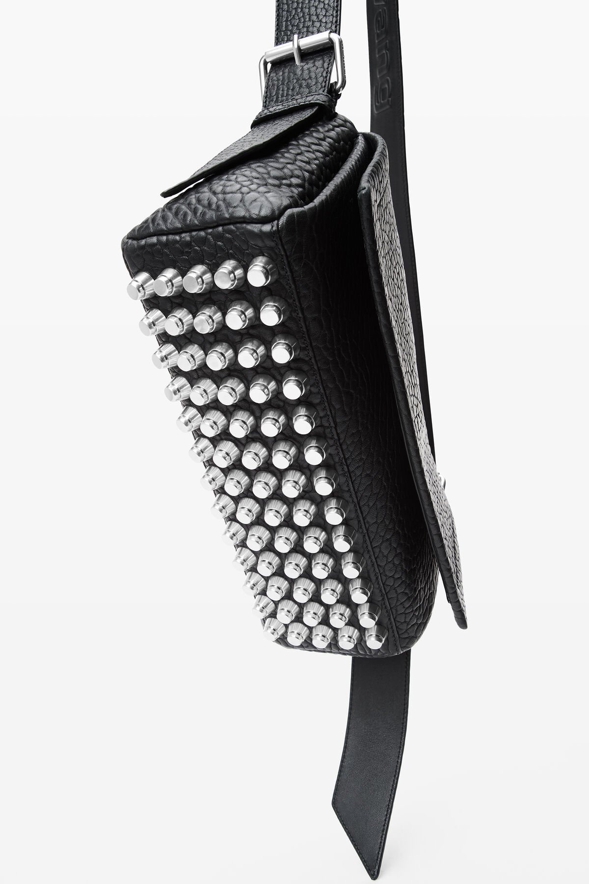 Ricco Medium Flap Bag in Lambskin Leather in BLACK | alexanderwang® 