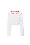 alexander wang lettuce hem crewneck in micro rib jersey white