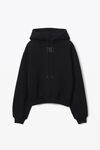 alexander wang puff logo hoodie in structured terry   black