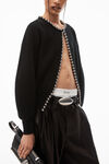 Alexander Wang black cardigan à col rond avec chaîne à billes en liseré