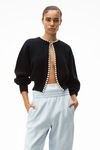 alexander wang pearl placket cardigan in cashmere black