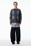 Alexander Wang dark grey melange 铆钉装饰菱格纹圆领套头衫