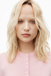 Alexander Wang pink chalk logo-embossed cardigan in superfine merino wool