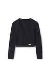 Alexander Wang black 华夫纹针织水晶烫钻长袖开衫
