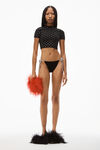 alexander wang cropped logo tee in crystal nylon black