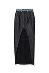MAXI HIGH SLIT SKIRT IN CONTRAST LEATHER