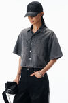 Alexander Wang light grey cropped short sleeve shirt