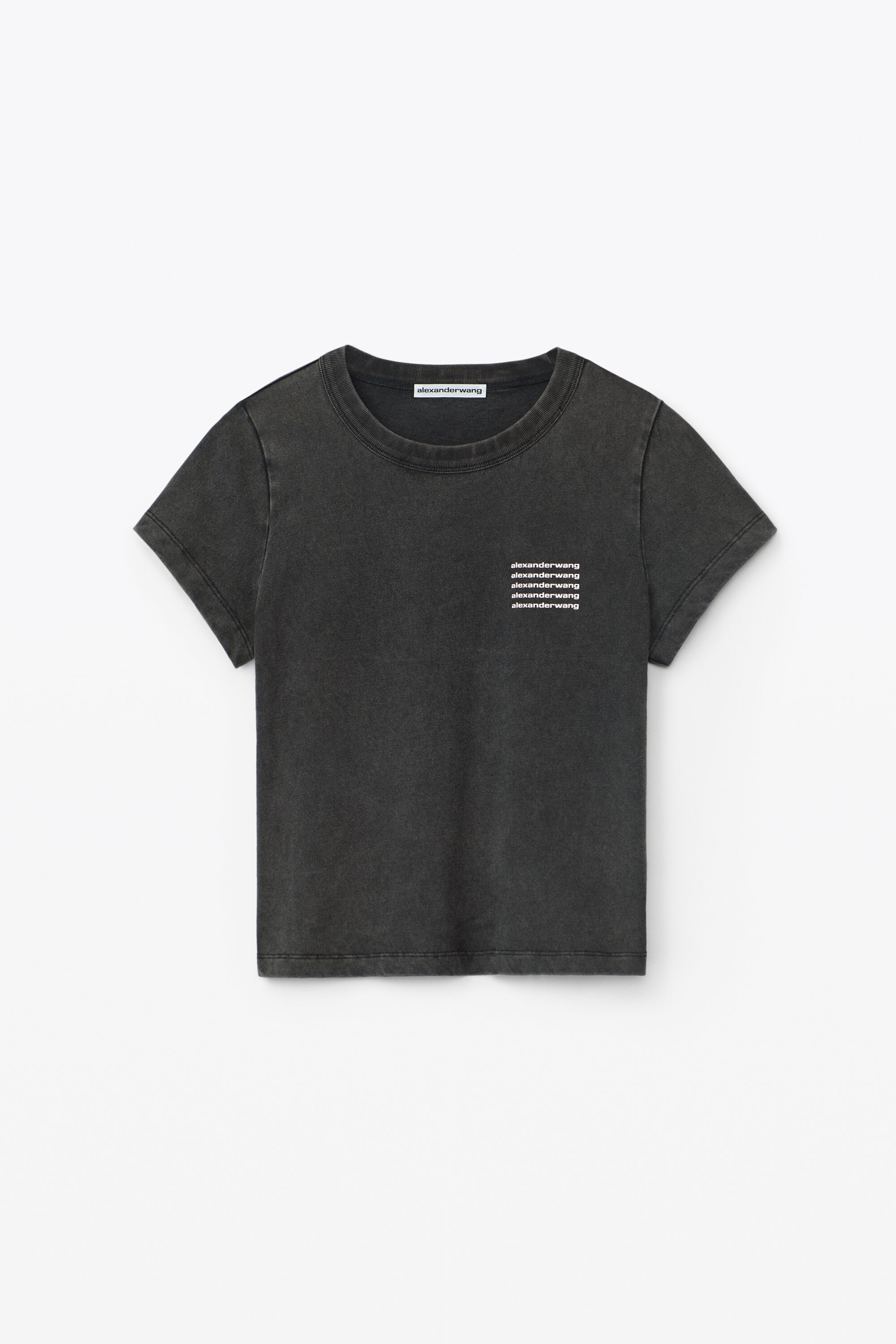 alexanderwang SHRUNKEN TEE IN ACID WASH JERSEY ACID BLACK - alexanderwang®  US