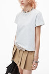 alexander wang puff logo shrunken tee in cotton jersey   light heather grey