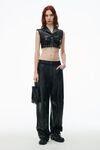 Sleeveless Cropped Waistcoat in Leather