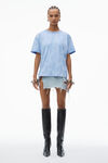 Alexander Wang washed pale blue 棉质平纹针织布堆叠徽标装饰 t 恤