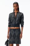 Alexander Wang graphite argyle-cardigan aus wollmischgewebe mit hotfix-strass