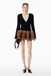 Alexander Wang black zip cardigan in faux fur-trimed wool