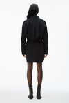 alexander wang 自系带密织棉质叠搭衬衫连衣裙 black