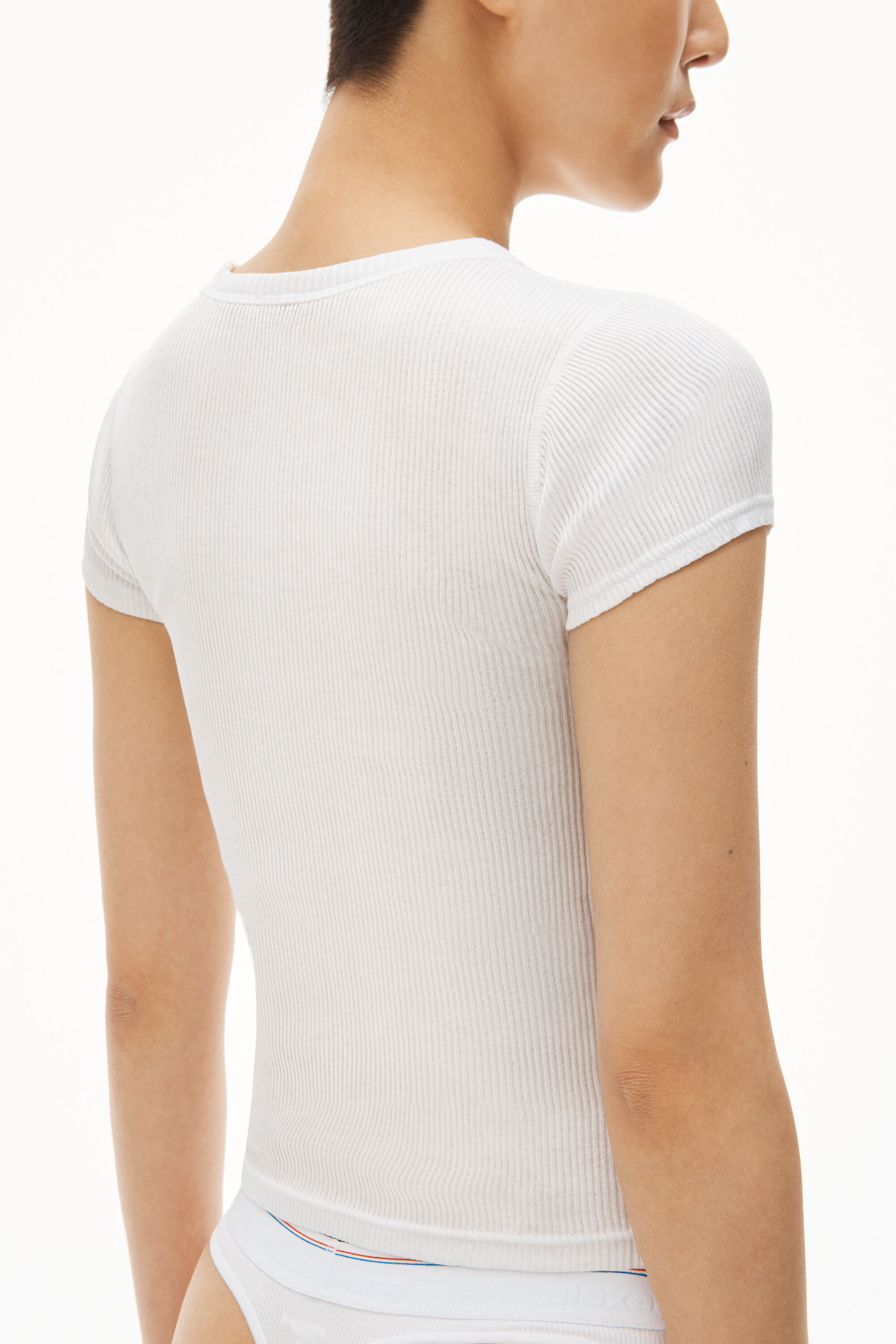 Scoop Neck Ribbed Cotton Tee