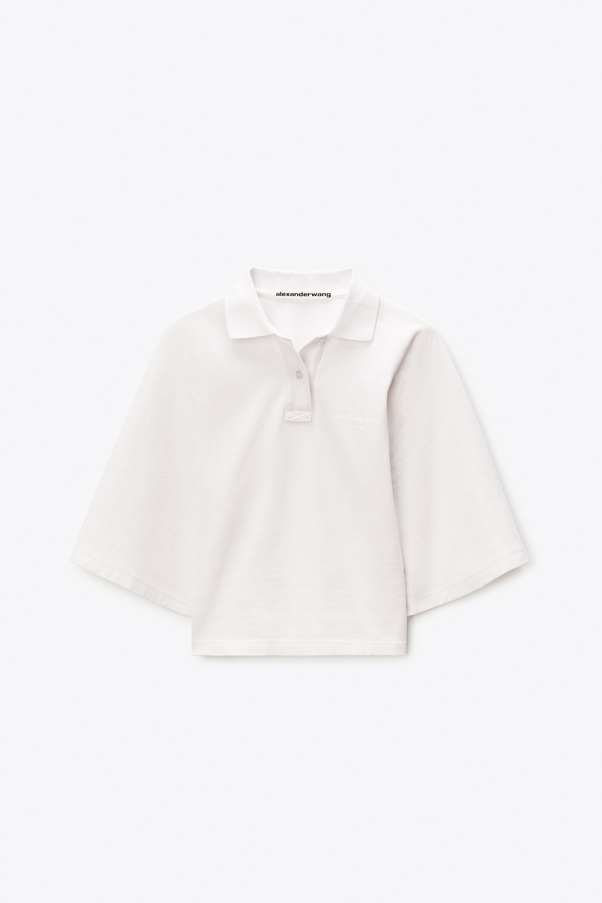 DRAPED SLEEVE FITTED POLO in VINTAGE WHITE | alexanderwang®