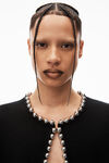 alexander wang crewneck cardigan with ball chain trim black