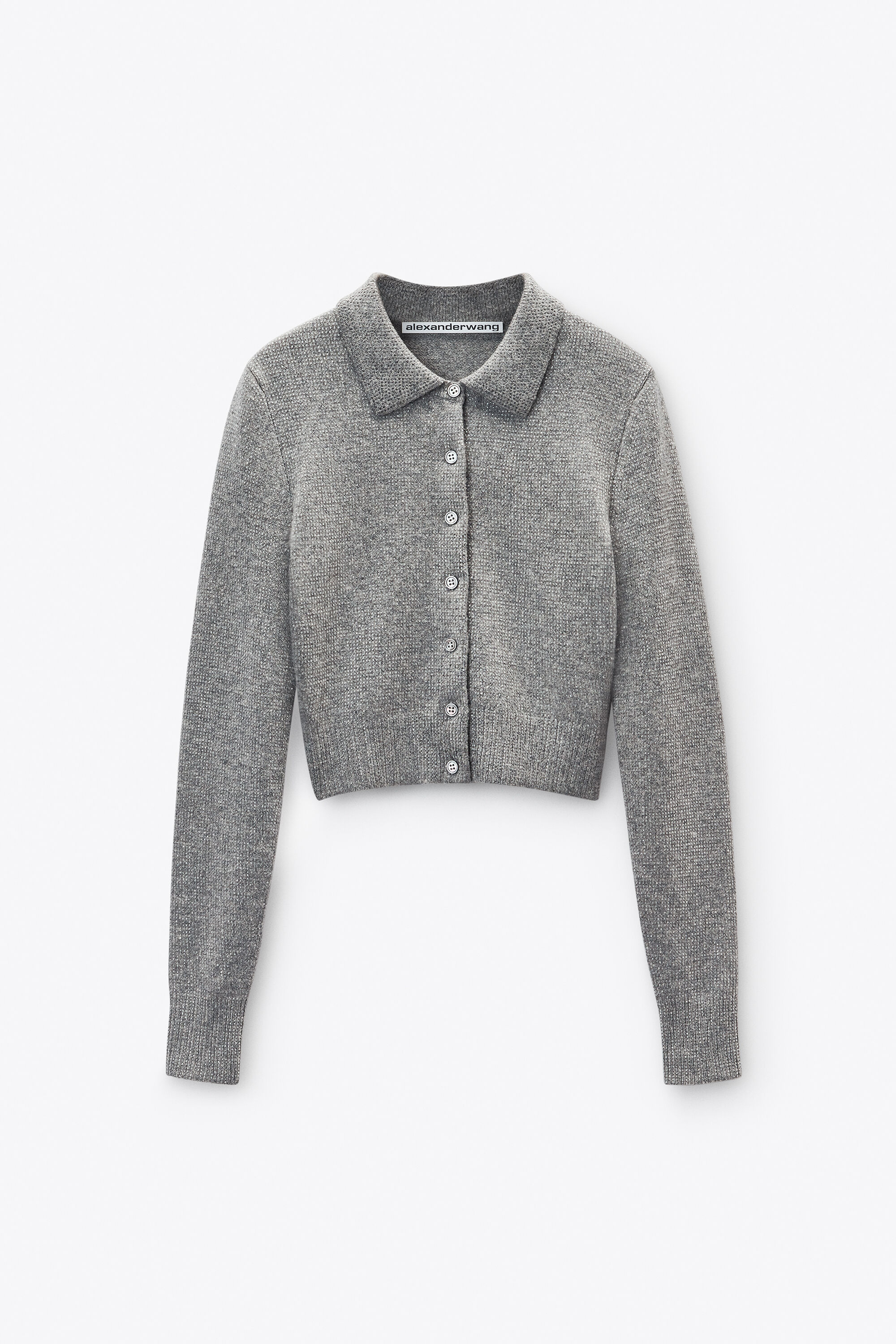 Grey Wool-Blend Hotfix Cardigan in HEATHER GREY | alexanderwang®