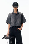Alexander Wang light grey cropped short sleeve shirt