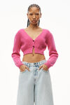 V-NECK CROP CARDIGAN IN RIBBED WOOL