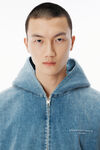 Alexander Wang washed light blue light blue brushed denim oversized hoodie