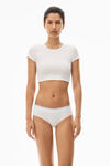 Alexander Wang white cropped short-sleeve tee in ribbed cotton jersey