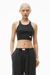 Alexander Wang washed black cropped racer tank in ribbed cotton