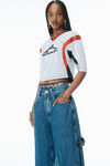 Alexander Wang deep blue pre-styled rounded jeans with underwear waistband