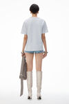 Alexander Wang light heather grey 徽标装饰棉质平纹针织布短袖 t 恤