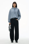alexander wang puff logo hoodie in terry soft bluestone