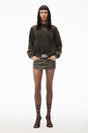 alexander wang puff logo sweatshirt in glitter terry army green