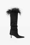 VIOLA 65 FEATHER SLOUCH BOOT IN SATIN
