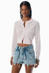 Alexander Wang light pink pink crystal hotfix cropped cardigan