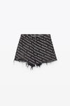alexander wang bite logo short in grey aged denim grey aged/white